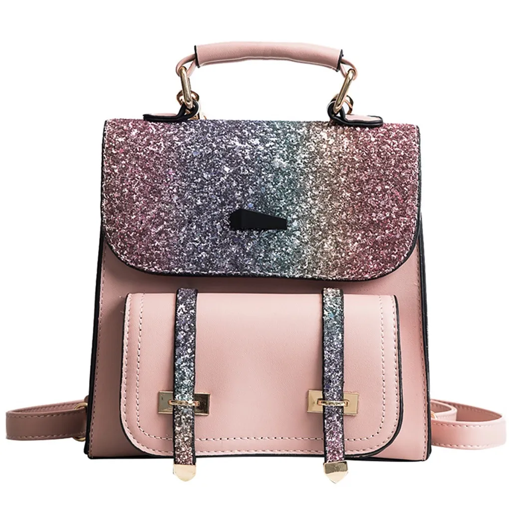 

Famous Brand Women's Glitter Bling Sequins Backpacks Fashion School Style Sequins Travel Satchel School Bag Backpack Bags