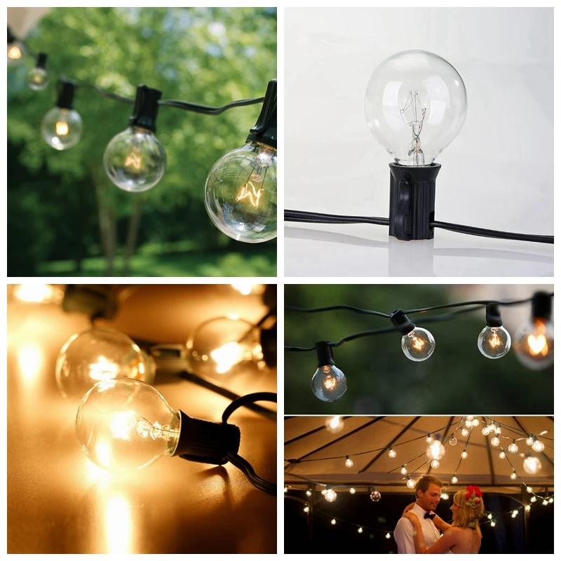 Kingoffer 10PCS/Lot Clear Globe G40 Bulbs Candelabra Screw Base Warm