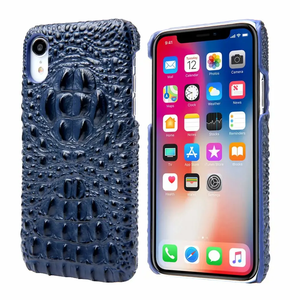 Роскошный 3D чехол для iPhone X из натуральной кожи с крокодиловой головкой чехлы Apple