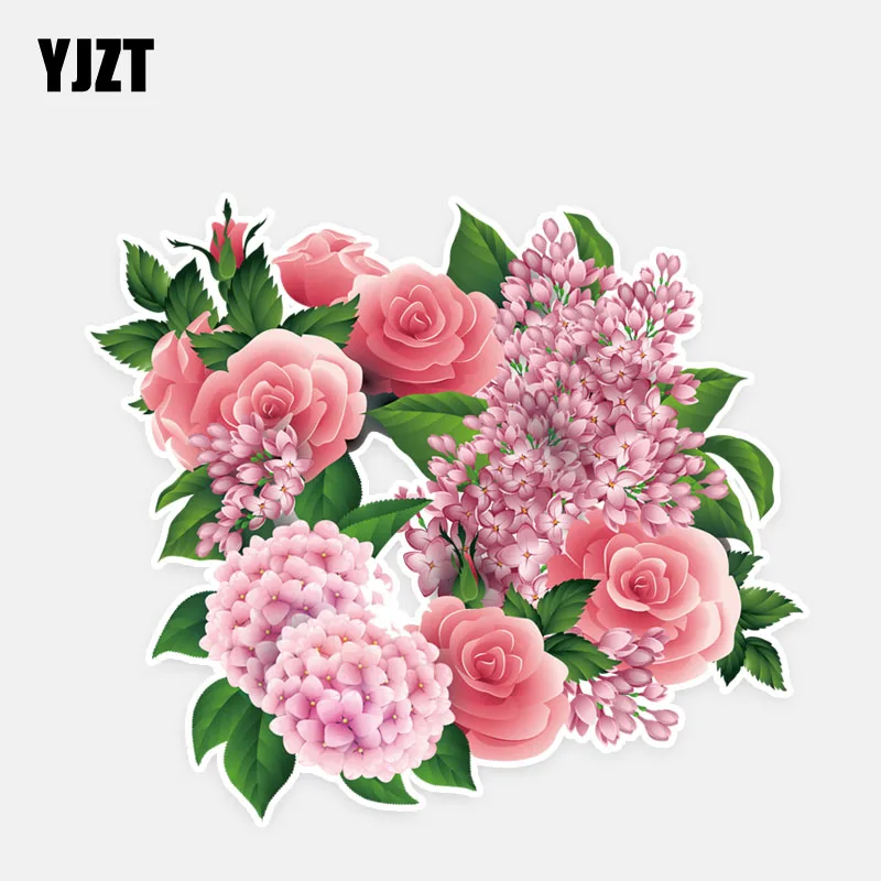 

YJZT 13.9*12.1CM Fashion Flowers Decor Car Stickers Bumper Car Window 11A0828