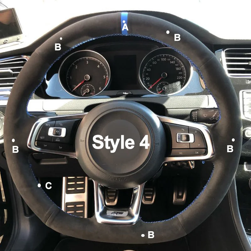 HuiER DIY ручной пошив чехол рулевого колеса автомобиля замша кожа для Volkswagen Golf 7 GTI Golf R MK7 VW Polo GTI Scirocco