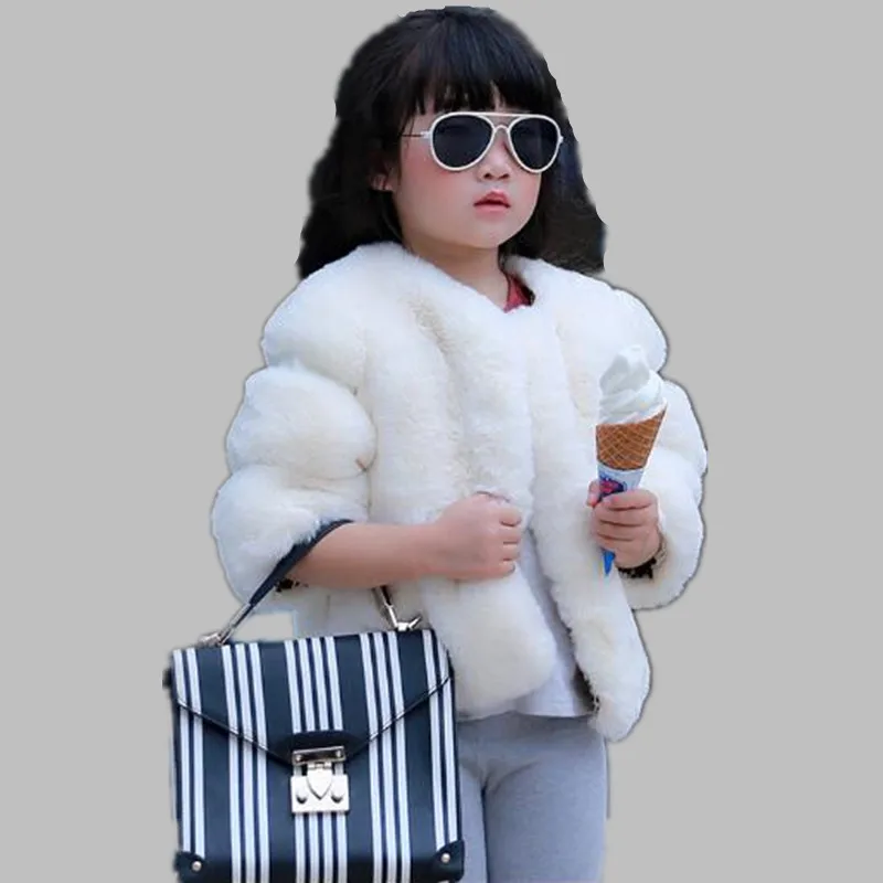 2019 Autumn Winter Girl Kids Faux Rabbit Fur Thick Jacket Coat Comfortable Cute Baby Clothes Children Princess Parka N221 |