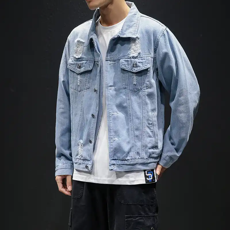 blue denim jacket with blue jeans