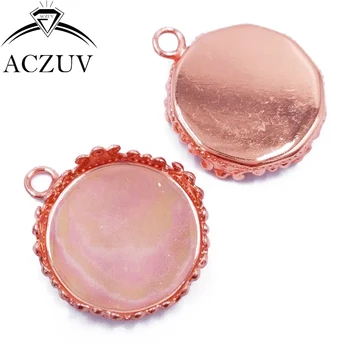 

200pcs Rose Gold Color 15mm 20mm 25mm Crown Cabochon Setting Round Pendant Tray Bezel Pendant Blank w/ Loop Pendant Base CPT006