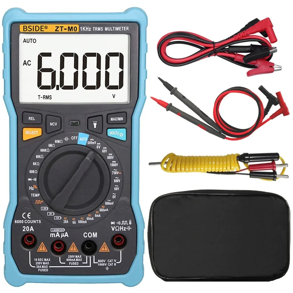 Smart Digital Multimeter BSIDE ZT M0 LCD Display 6000 Counts Battery test Voltage Square Wave