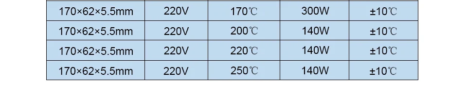 LJXH 170x62x5,5 мм AC220V PTC Нагревательный элемент постоянного Температура 170/200/220/250 градусов нагревательная плита мощность 140/300W