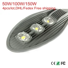 Высокая мощность COB Led уличные фонари 50 Вт 100 Вт 150 Вт Led Наружное освещение AC85-265V Теплый/натуральный/холодный белый 4 шт./лот, DHL