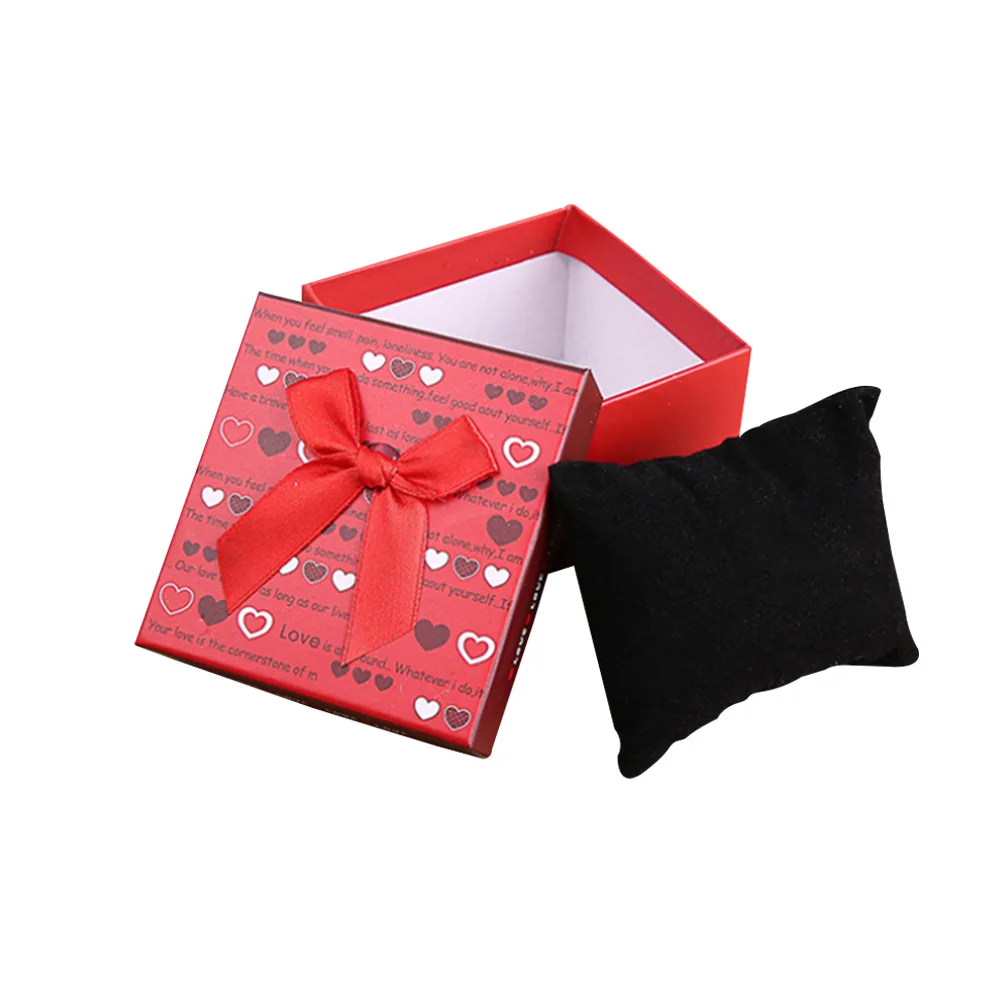 

Square Collection Storage Ribbon Bow-knot Watch Bracelet Organizer Box Case Paper Watch Gifts Boxes Jewelry Holder Watch Box