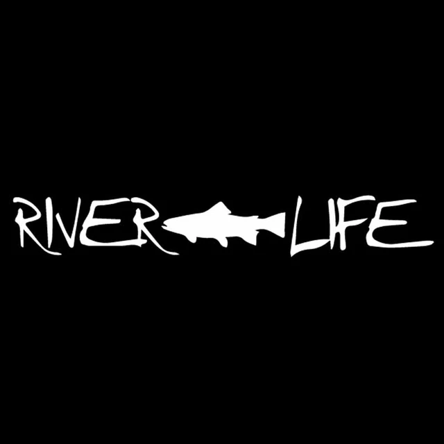 Yjzt 18.3cm*2.7cm Fly Fishing River Life Trout Fishing Car Sticker Vinyl  Decal Black/silver C24-0992 - Car Stickers - AliExpress