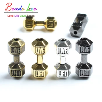 

10pcs/lot 8*20mm 4Colors Barbell Dumbbell Spacer Beads Charms fit Diy Beaded Fitness Bracelets Making (w03521-w03524)