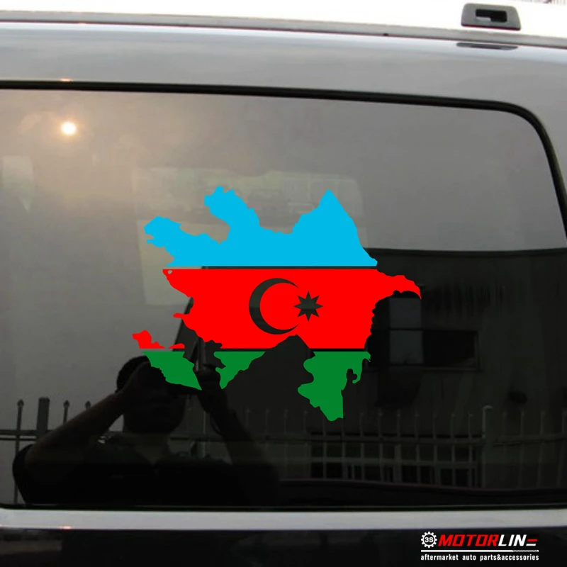 

Azerbaijan Map Flag outline Decal Sticker Car Vinyl pick size color no bkgrd b