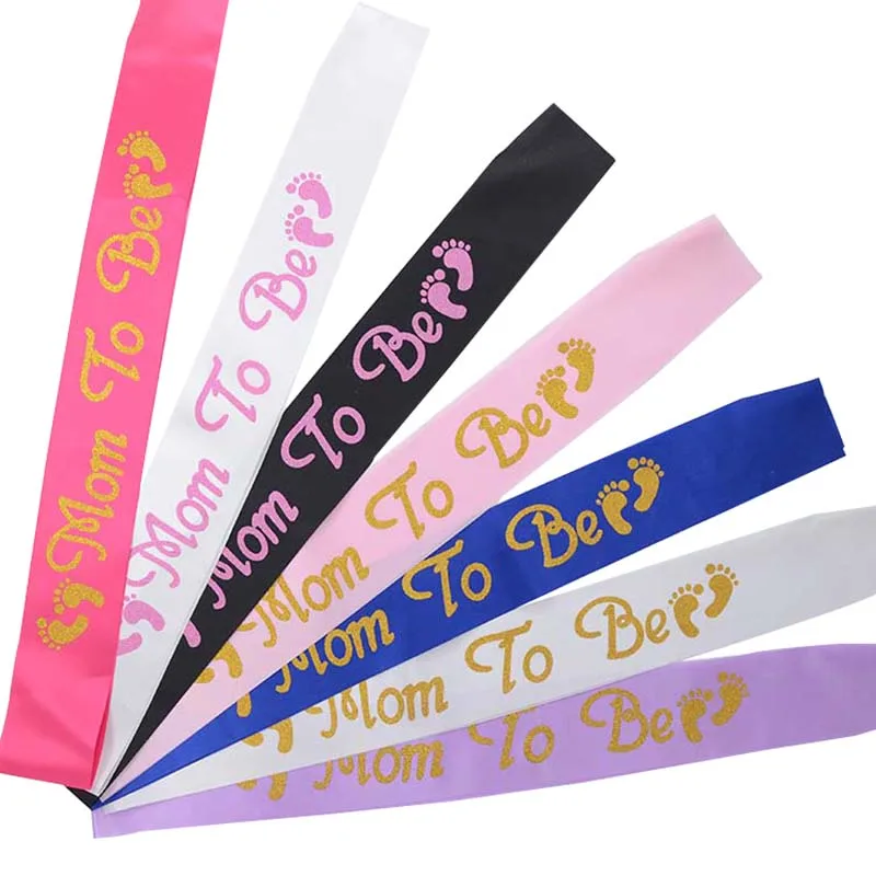 

Lovely Footprints Mom to Be Sash Baby Boy Girl Baby Shower Gender Party Decorations Women Pregnancy Announcement Favor Gifts