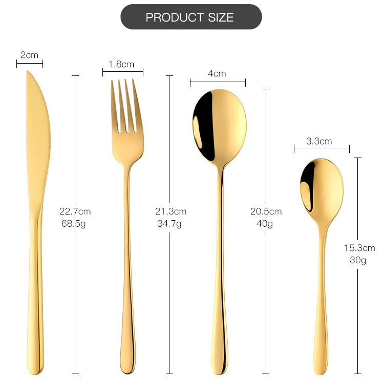 4 шт., набор столовых приборов из нержавеющей стали золотистого цвета, портативный столовый набор, вилка, ножи, ложки, набор, Западная столовая посуда, черная посуда, домашние, вечерние