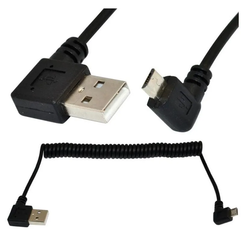 LBSC 5Ft Спиральный USB micro 5 Pin Левый угловой штекер для USB 2,0 A левый Мужской кабель