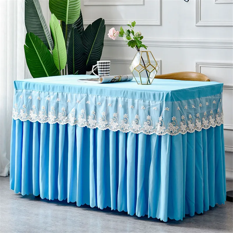 

One Piece Solid Rectangle Hotel Table Skirt With Table Cover Table Cloth For Cocktail arty Meeting Conference Reception