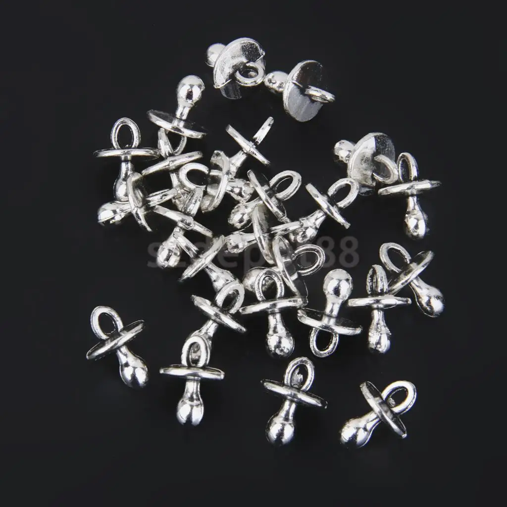 

25pcs Nipple Pacifier Shaped Charms Pendants for Jewellery Making Crafts DIY Silver