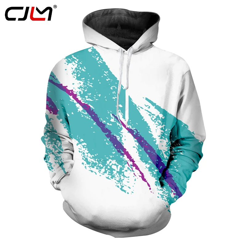 

CJLM Men Hoodies White Print Graffiti Green Waves 3d Sweatshirt Hoodie Casual Long Sleeve Crewneck Hooded Pullovers Sweats Tops