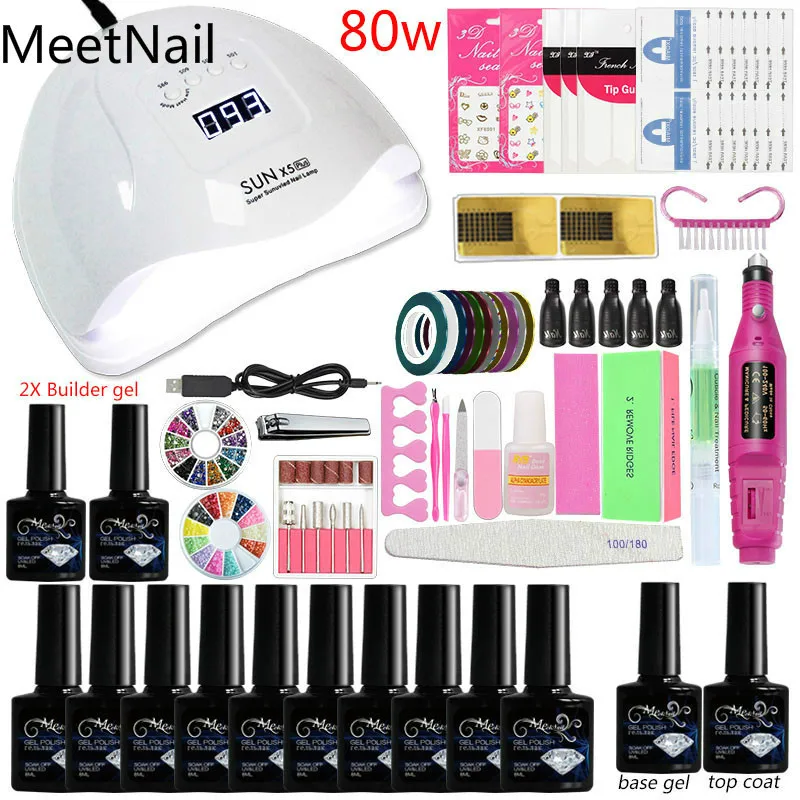 

A8 2019 Manicure Set Led Nail Lamp Dry Nail Polish Uv Varnish Kit Machine for Extensions Tools Quick Builder Gel
