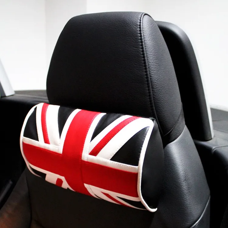 Флаг Великобритании Подушка автокресла Шея ПВХ Кожаный Автомобильный подголовник поддерживает хлопковые подушки Авто салонные аксессуары для сидений британский стиль