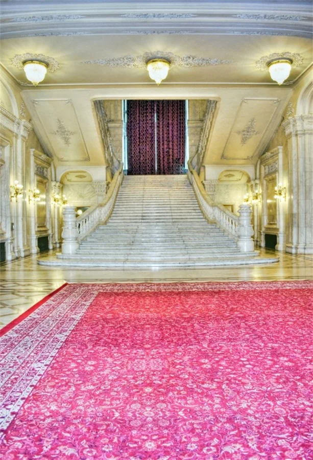 Laeacco Palace Interior Carpet Stairs Scenic Photography Backdrops Vinyl Photo Backdrop Custom Background Props For Photo Studio