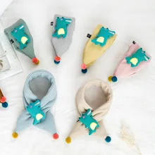 Детский зимний шарф, шарф с рисунком крокодила для малышей, для мальчиков и девочек, с воротником, детский теплый открытый набор для грифа