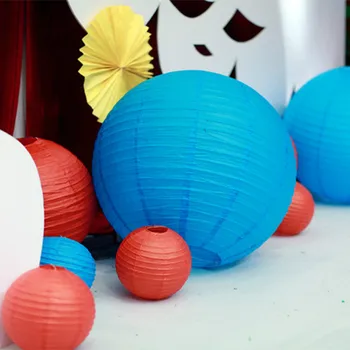 

Round 20cm 8 Inch Blue DIY Birthday Wedding Decoration Party Birthday Supply Hot Air Balloon Chinese Paper Lanterns Multicolor