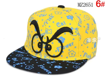

1PC Hip Hop Cute Embroidered Eyes Cat Flower Fish Print Baseball Hats for Children Adjustable Circumference 52cm Free Shipping