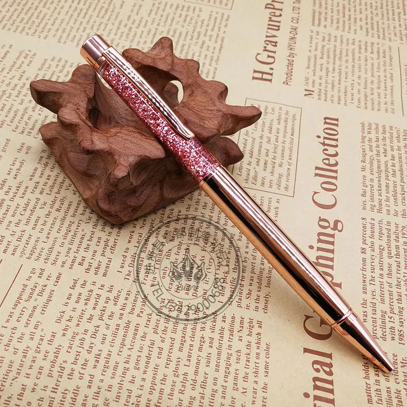 Мини металлическая медная шариковая ручка Роскошная латунная Золотая фольга Шариковая ручка Серебряная пенальти карандаш офисный школьный принадлежности для письма 1,0 мм - Цвет: Rose Gold