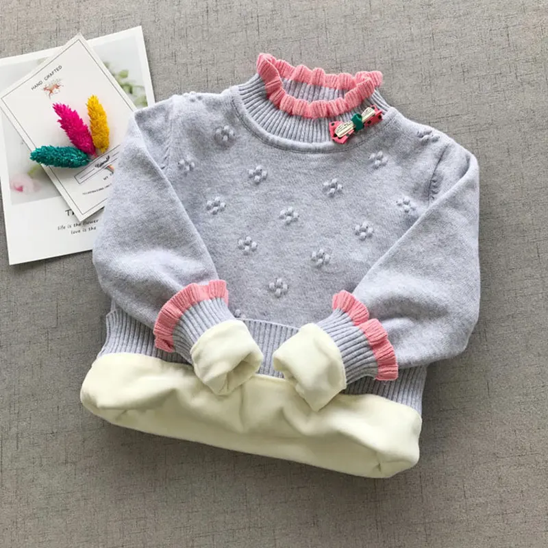 newborns baby Girls clothes winter pullover velvet knitting coats sweaters child baby wear warm clothing tops T shirts sweaters