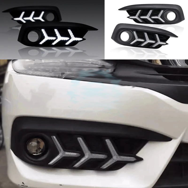 

For Honda Civic 2016 2017 2018 White LED Daytime Running Light Front Bumper Side DRL