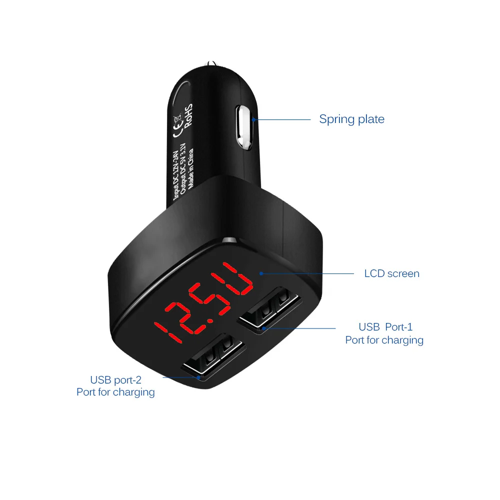 Powstro двойной зарядное устройство USB 5 В 3.1A светодиодный дисплей с быстрой зарядкой прикуриватель адаптер для телефона автомобильный Диагностика напряжения для мобильного телефона