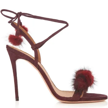 

SHOFOO shoes,Elegant fashion women's shoes, suede, 11 cm high heel sandals, women's sandals, banquet sandals. SIZE:34-45