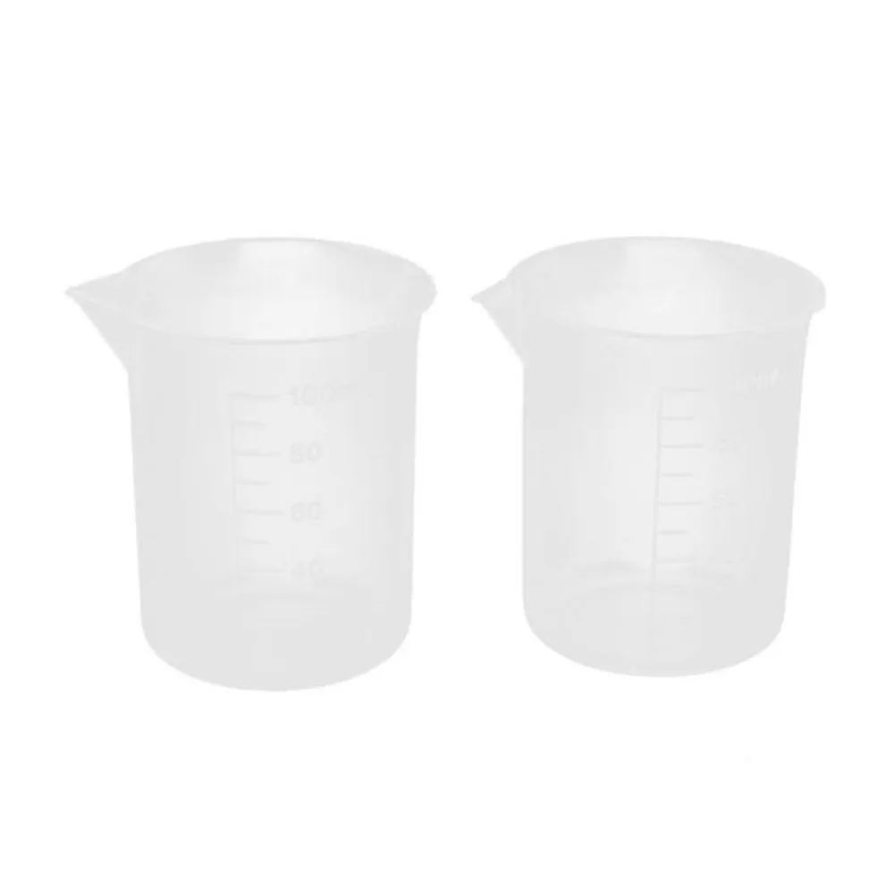 

Kitchen tools 100mL Graduated Beaker Clear Plastic Measuring Cup for Lab 2 Pcs Wonderful