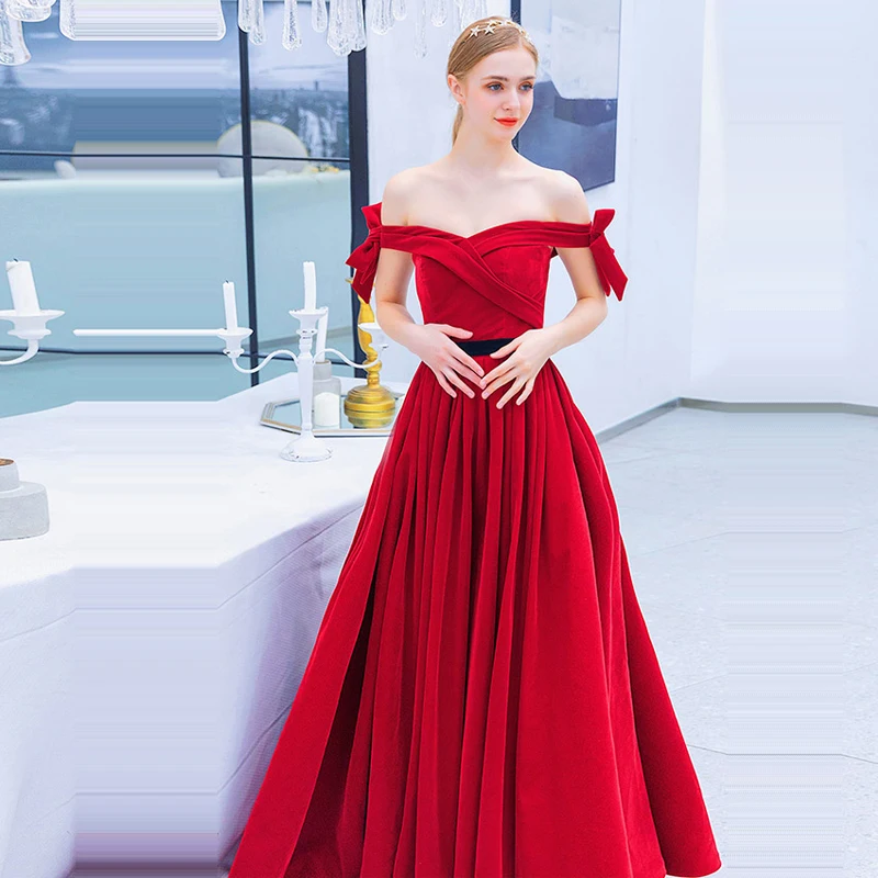 

Evening Dress Sexy Backless Women Party Dresses Off The Shoulder Robe De Soiree 2019 Plus Size Short Sleeve Evening Gowns E603