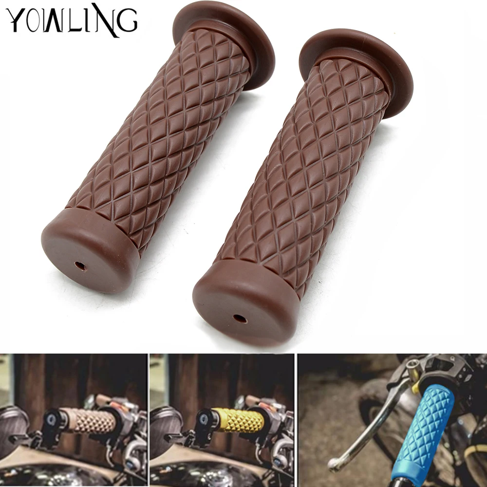 Винтажная ретро ручка YOWLING ручки для мотоцикла 7/8 &quot 22 мм коричневый Алмазный