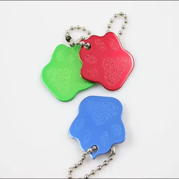 

100 pcs Blank DIY Paw Print Pet ID Tag Dog Cat Name Card Key Tags with Chains Ring- Free Shipping