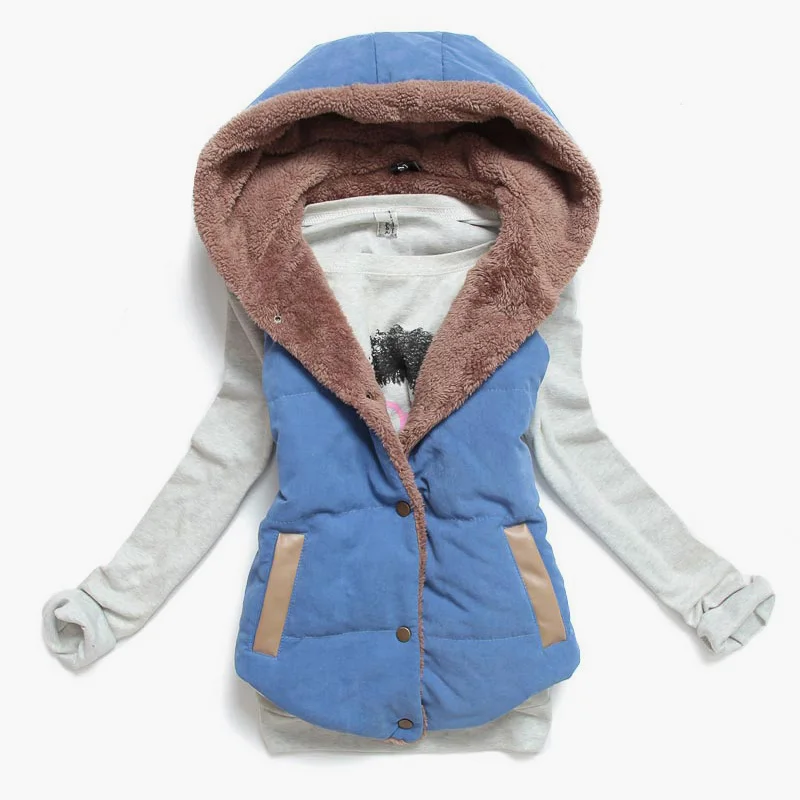 M-XXXL 2018 New Brand Spring Autumn Slim Velvet Women Vest Jacket Warm Cotton Hooded Winter Plus Size Waistcoat female