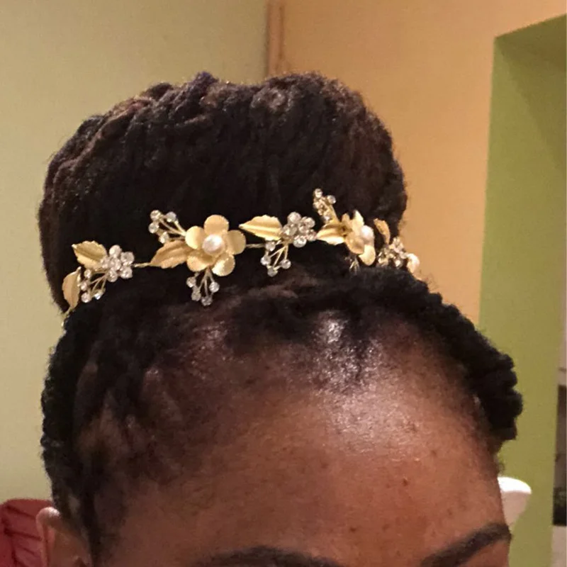 Wedding Bridal Hair Accessories Royal Tiara Silver Plated and Gold Color Metal Leaf Flower Crystal Hair Vine Tiara (2)