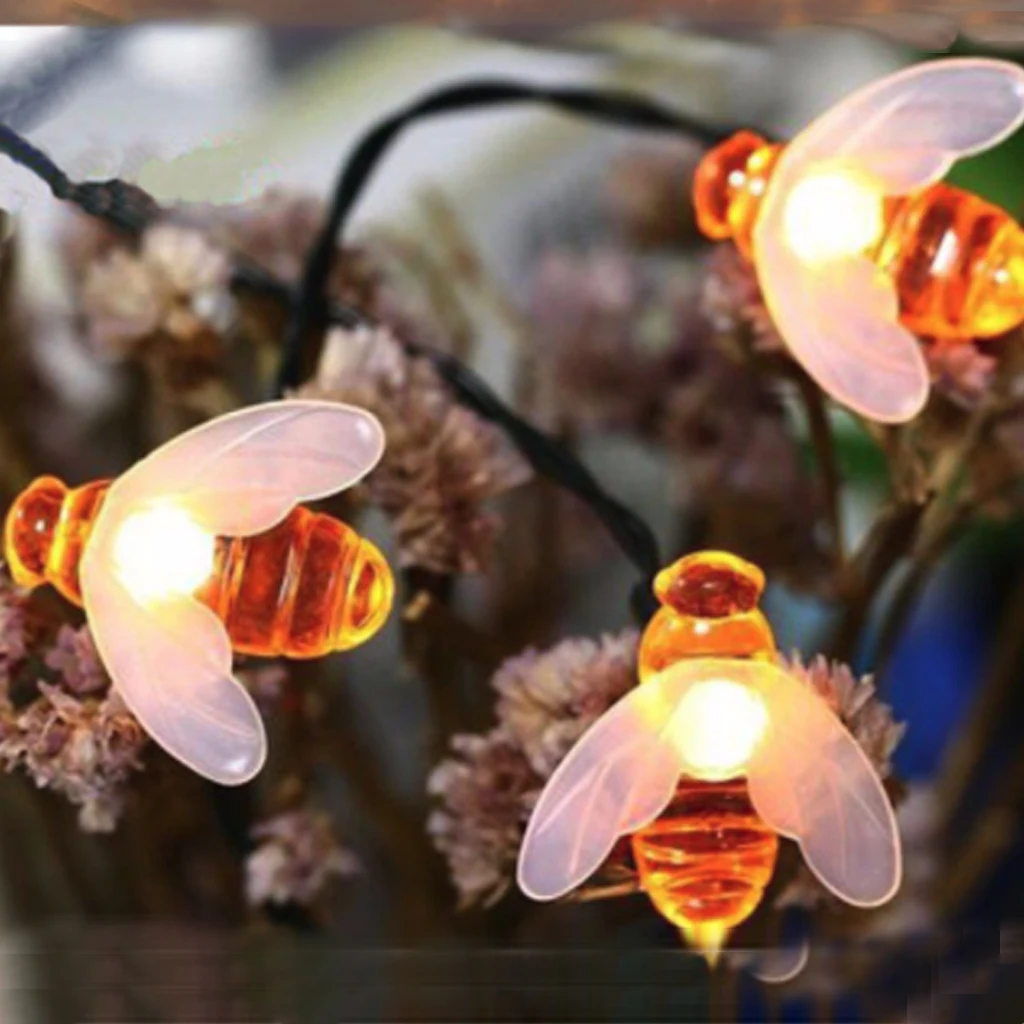100 светодиодный светильник на солнечной батарее теплый в форме пчелы садовый