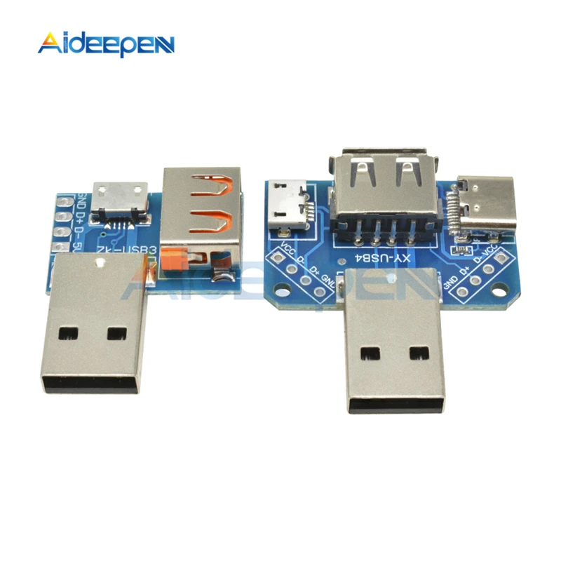 Микро-usb для USB type-C A штекер для usb type A гнездо для 2,54 мм 4 P 4-контактный разъем интерфейс конвертер Модуль коммутационная плата