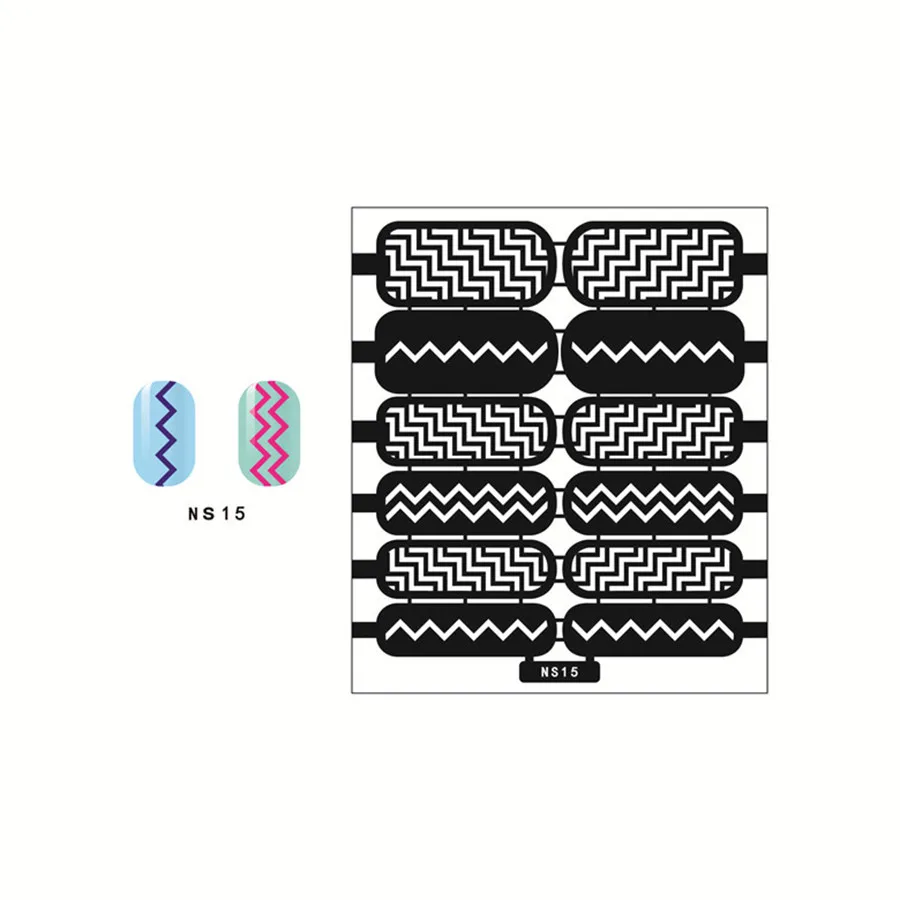 1 шт. новейшее изображение в полоску Аэрограф для дизайна ногтей маникюр краски инструмент трафареты для лака ногтей шаблонные штампы пластины дизайн NS03 - Цвет: NS15
