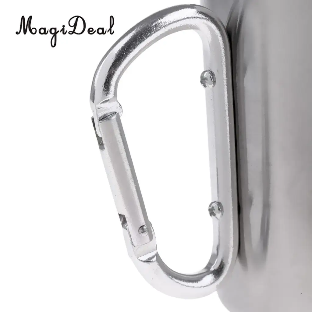MagiDeal 300ML Stainless Steel Outdoor Camping Cup Coffee Mug with Carabiner Handle for Mountaineering 