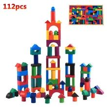 112pcs/Set Wooden Domino Blocks Colorful Rainbow Building Toy Early Educational Toys For Children Kids Dominoes Games Gifts