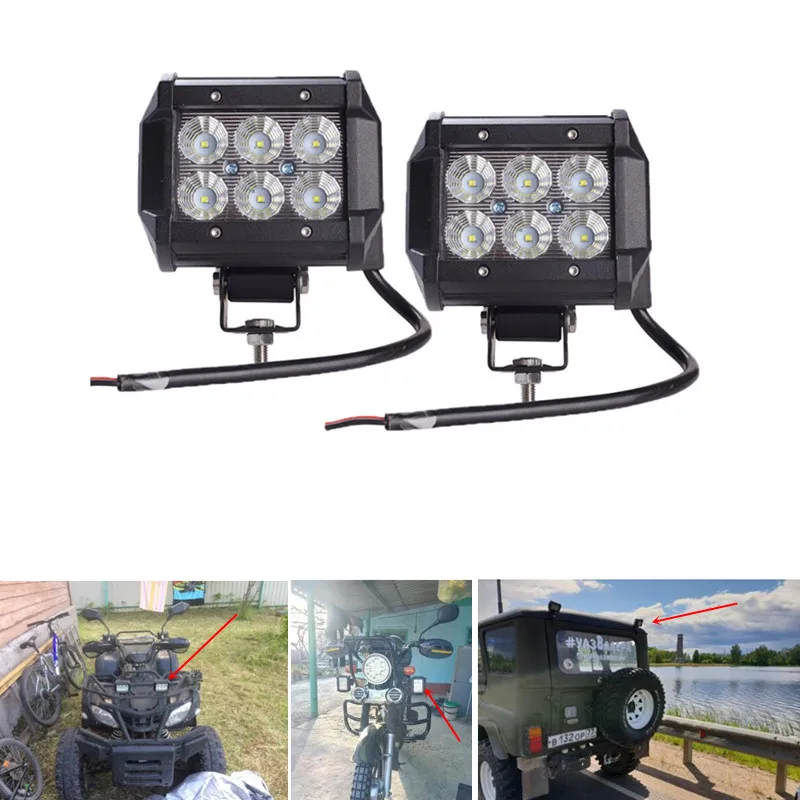 2PCS-LED-Work-Light-Bar-18W-6000K-Led-Chips-Flood-Spot-Beam-Daytime-Running-Light-for