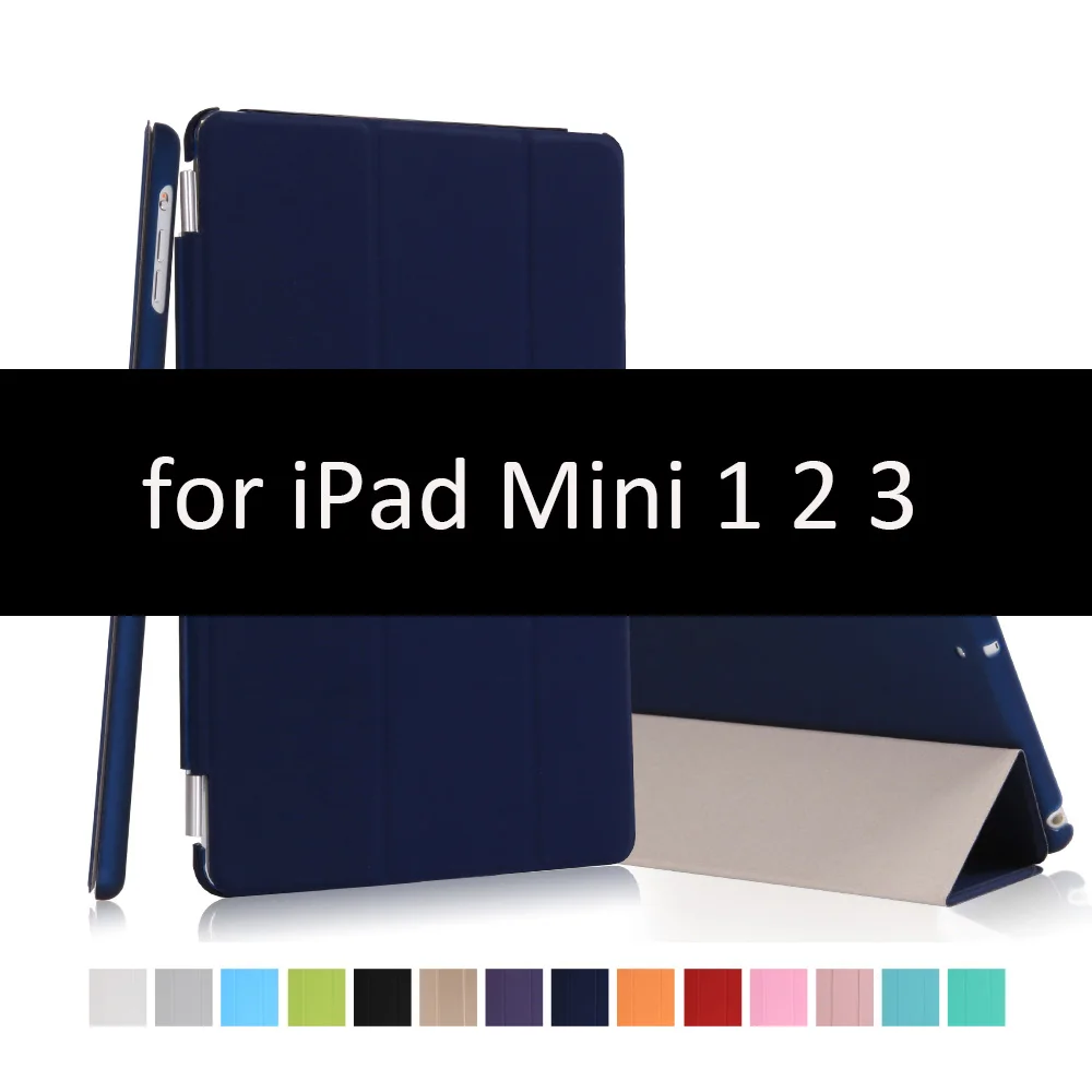 Чехол для for IPad Mini 1/2/3, golp 2 в 1 идеально подходит Магнитный искусственная кожа Smart Cover ПК прозрачный чехол для for IPad Mini 1/ 2/3 - Цвет: Dark Blue-123