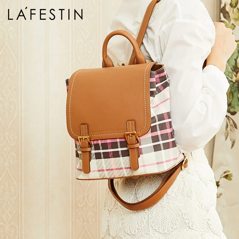 

La Festin Women Backpack 2019 new fashion large capacity travel bag plaid bag casual backpack