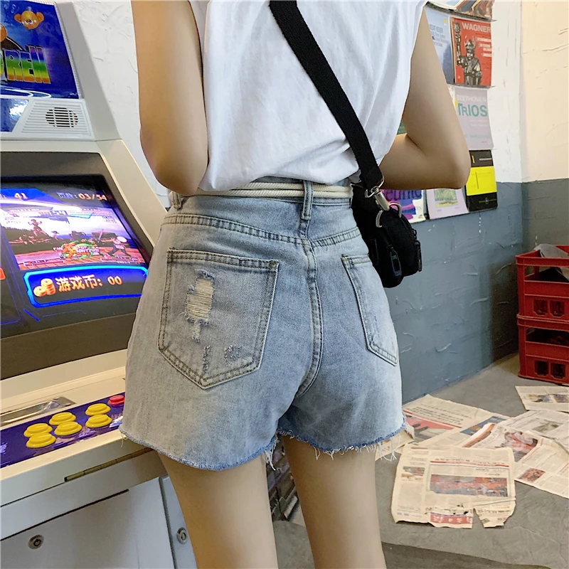 HziriP Горячие корейские женские джинсовые шорты 2019 новые летние модные уличные женские тонкие пикантные джинсовые шорты с высокой талией