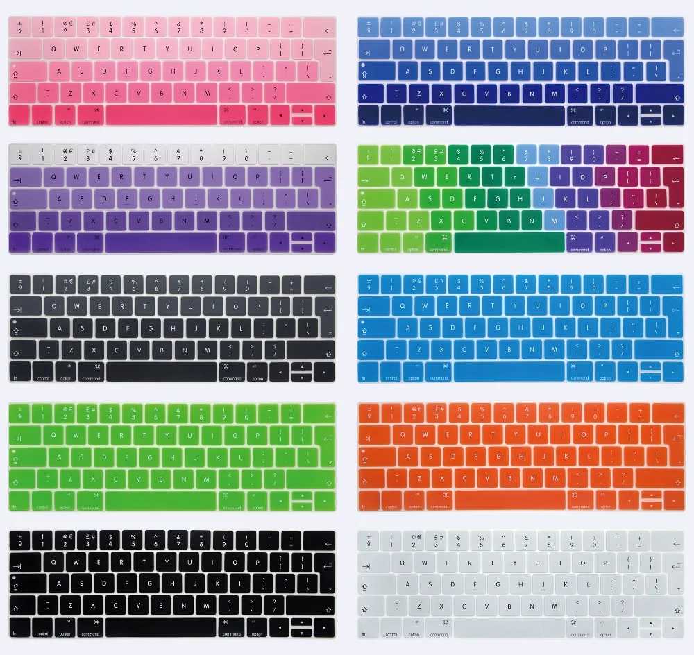 

EU English Rainbow Keyboard Skin Silicone Cover Skin Protective Sticker for Apple Macbook Pro 13 A1706 15 A1707 with TouchBar