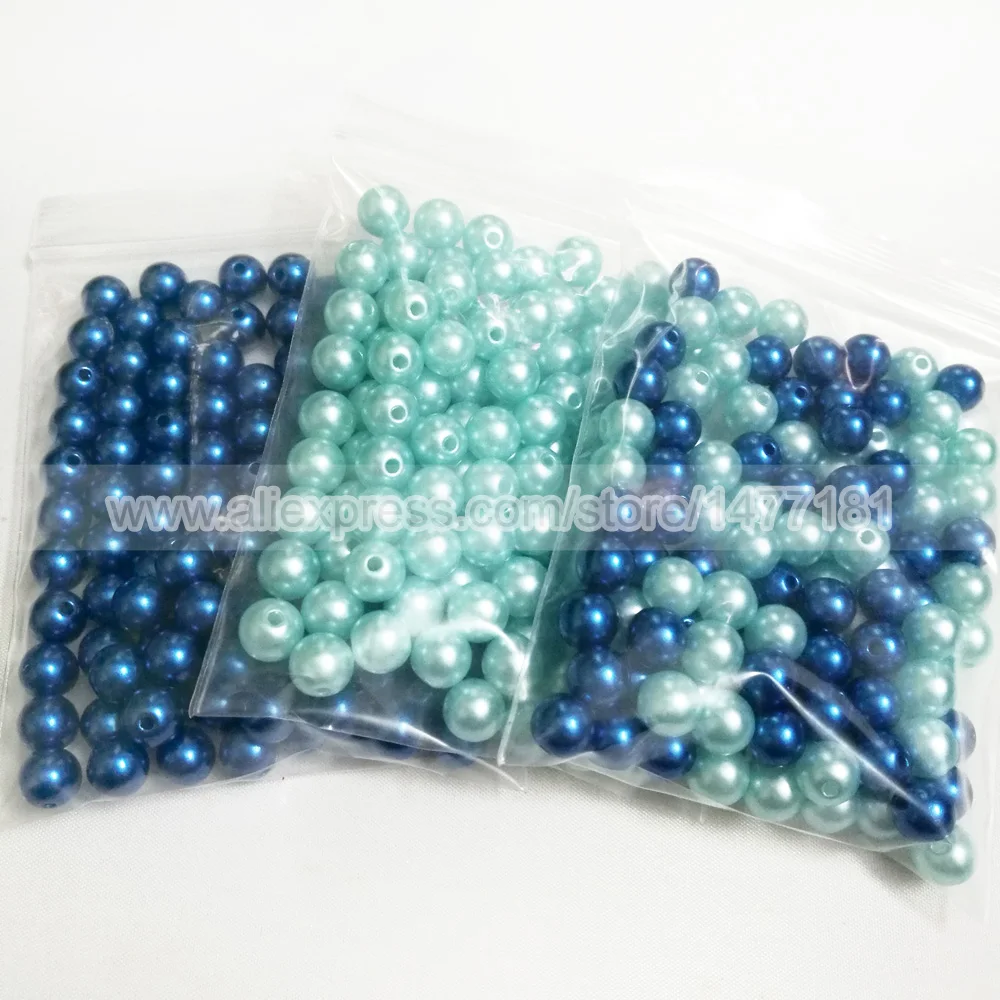 8mm Full Round Pearls with Hole Z19 AQUA Z37 DARK BLUE 2