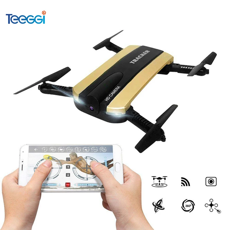 Teeggi JXD523 Tracker Foldable RC Dron Altitude Hold WIFI Camera Selfie Quadcopter Drone Phone Control FPV VS H37 | Игрушки и хобби